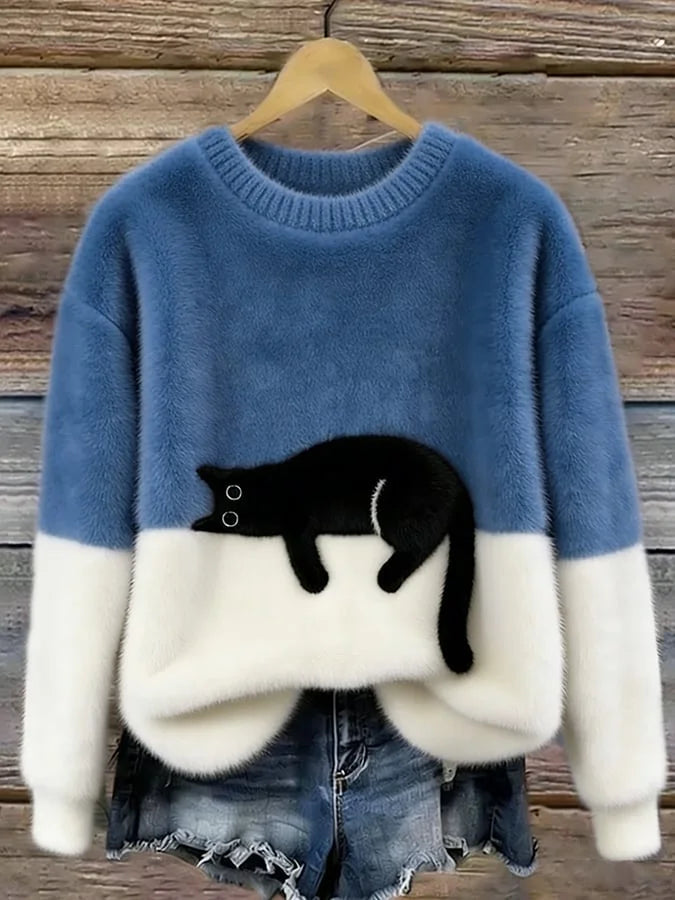 Zaidia – Cozy Knitted Sweater with Cute Cat