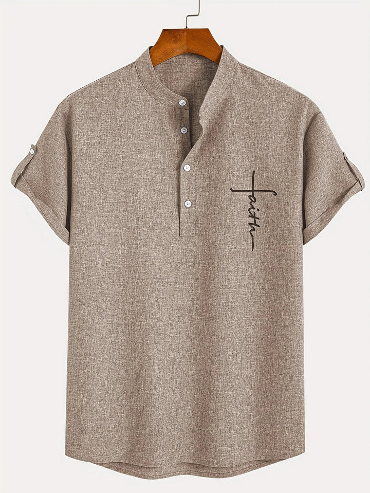 Elliott - Elegant Short Sleeve Shirt With Stand Collar