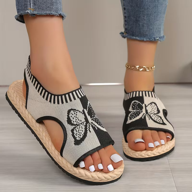 khulood - Comfortable Butterfly Pattern Flat Sandals