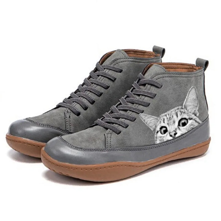 Fenna - Leather Ankle Boots For Cat Lovers