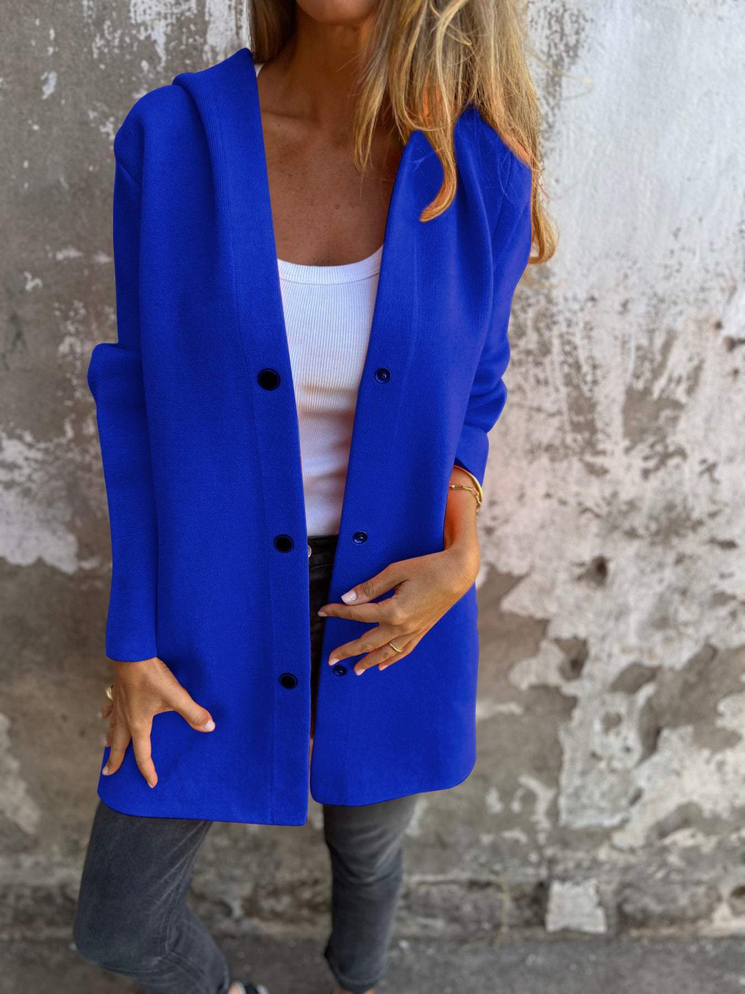 Isolde - Button-Front Cardigan with Hood