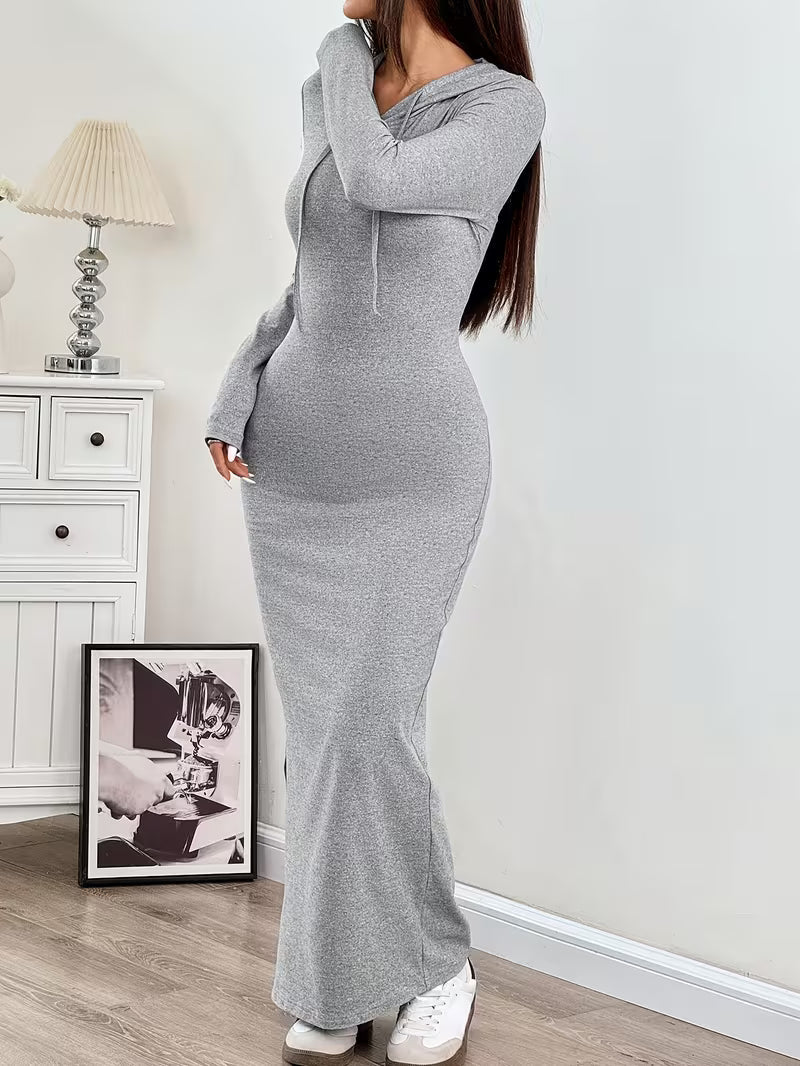Valeia - Long Sleeve Maxi Dress With Hood