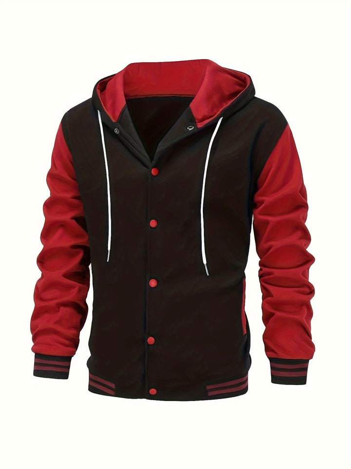 Askhat - Long Sleeve Hooded Baseball Jacket