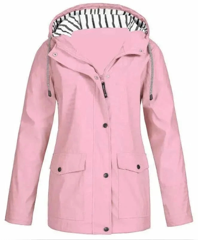Ilektra - Elegant Long Sleeve Waterproof Hooded Jacket