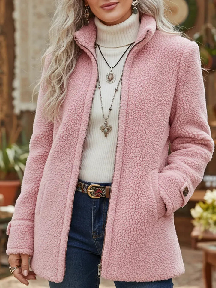 Mamie - Soft Mid Length Jacket with Zipper