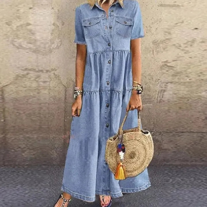 Gudelia - Casual Short Sleeve Dress With Pocket