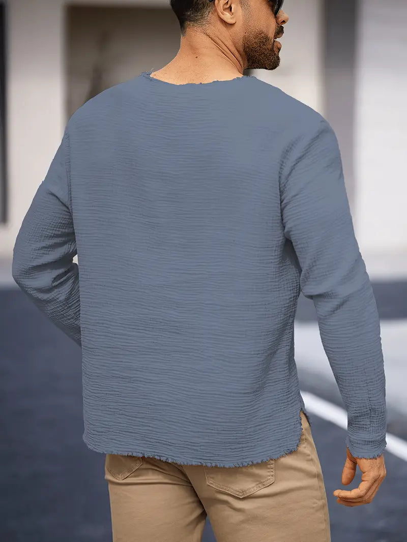 Demetrio - Casual Comfy Long Sleeve Shirt With V-Neck