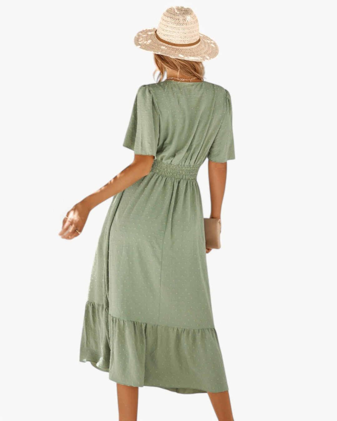 Marwa - Short Sleeves Dress with V-Neck