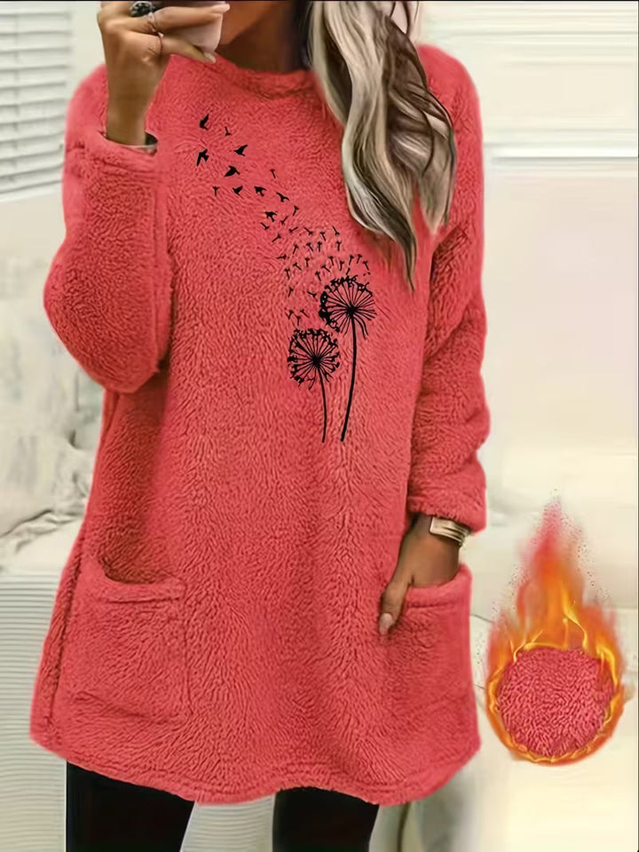 Samiora - Fleece Sweatshirt With Dandelion Print