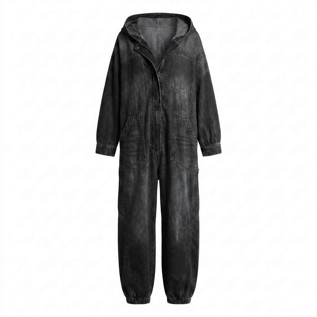 Estielle - Denim Jumpsuit With Hooded