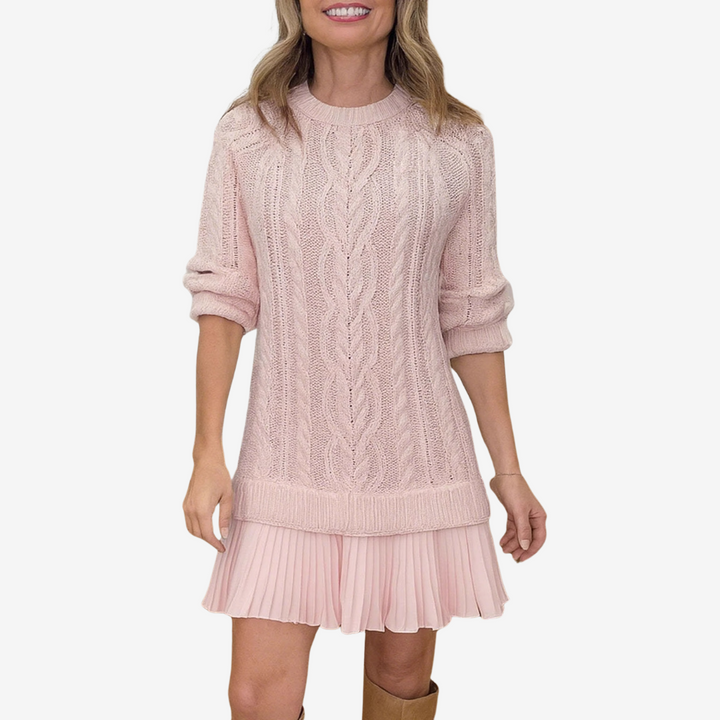 Zorina - Knit Sweater Dress with Pleated Skirt