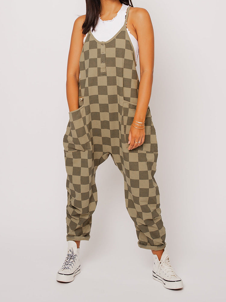 Arija - Oversized Checkred Jumpsuit