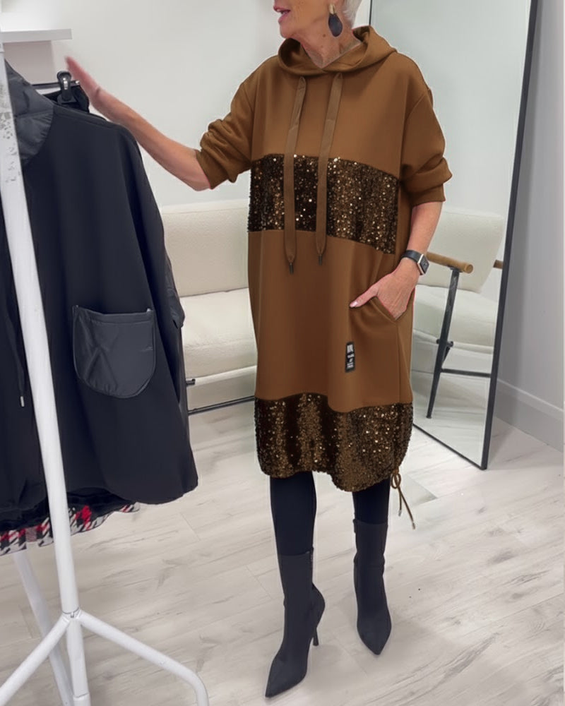 Mansherry - Trendy Patchwork Hooded Dress