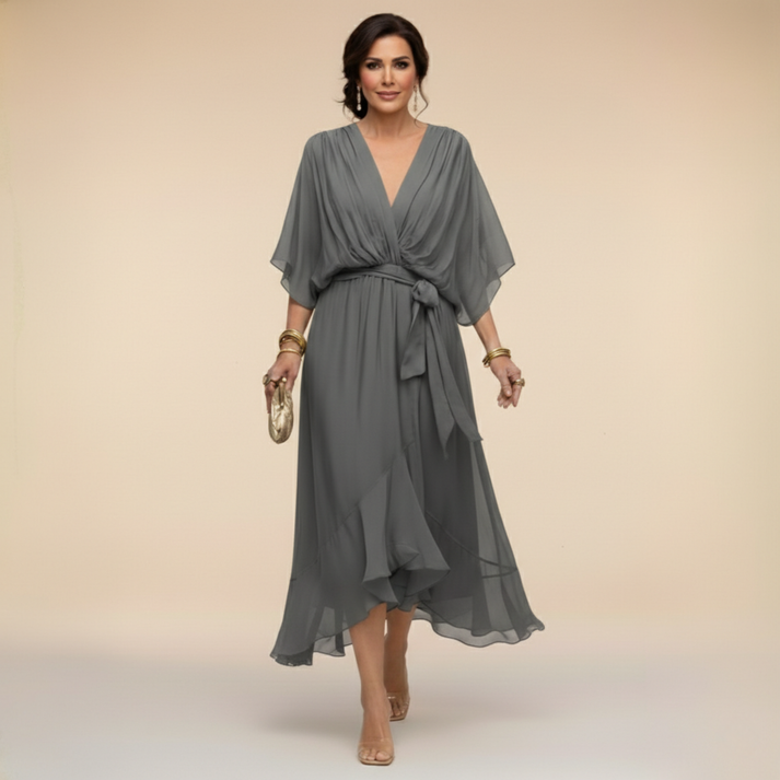 Harshani - Chiffon Dress With V-Neck
