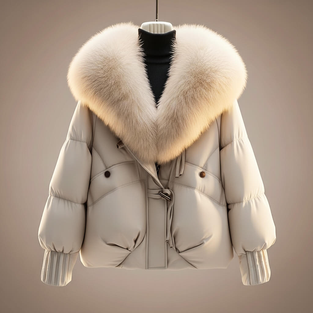 Enina - Stylish Cotton Coat With Fur Collar
