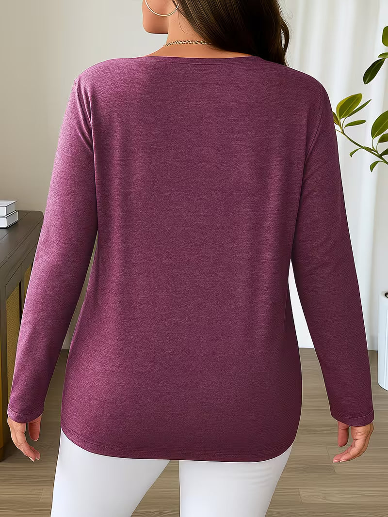 Oihana - Crisscross V-Neck Long Sleeve Top