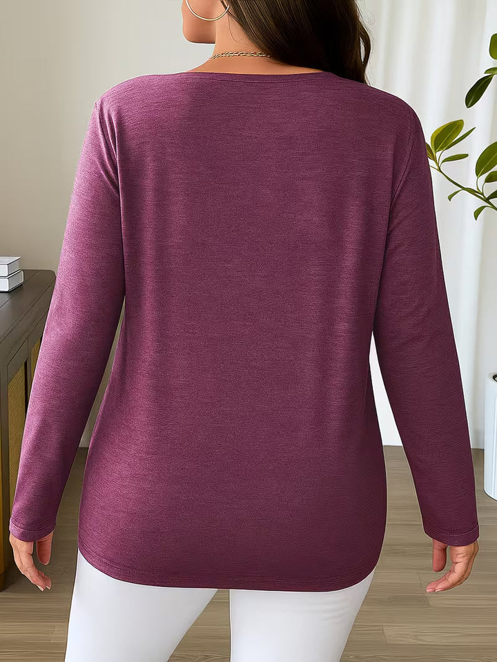 Oihana - Crisscross V-Neck Long Sleeve Top