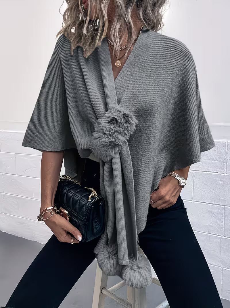 Maebry - Round Ball Cape Knitted Shawl Cardigan