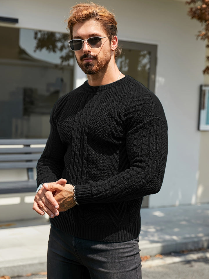 Adelas - Classic Cable Knit Crew Neck Sweater