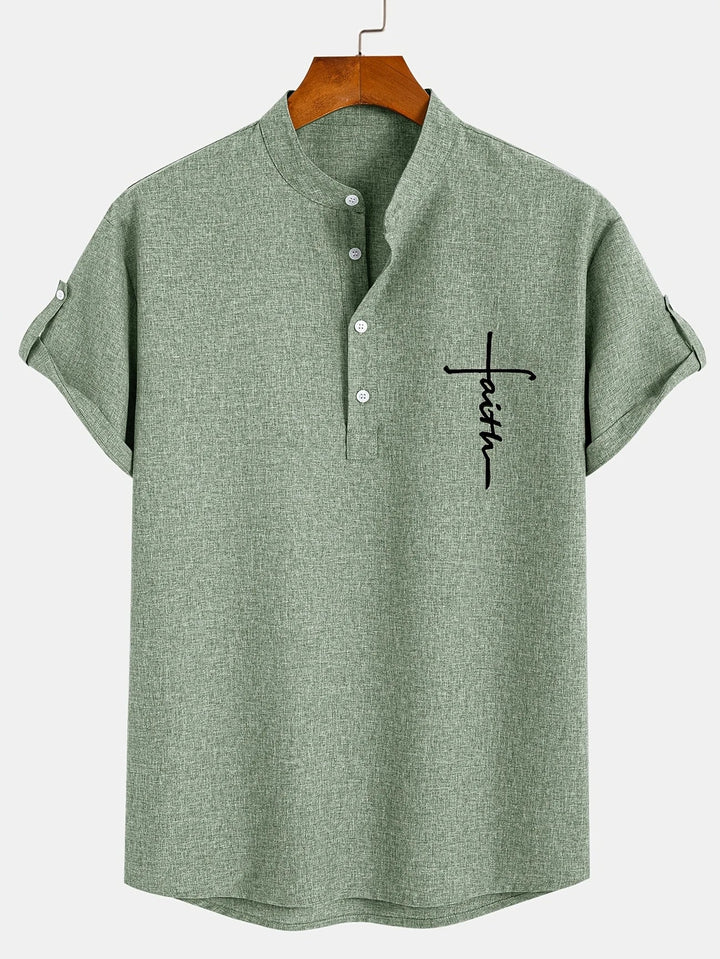 Elliott - Elegant Short Sleeve Shirt With Stand Collar