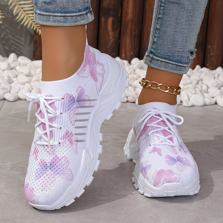 Destinee - Butterfly Print Lace-Up Sneaker