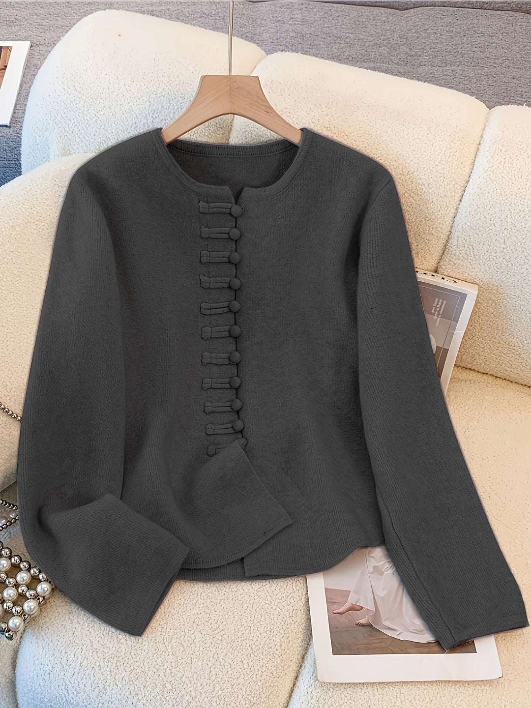 Zorine - Button Up Cardigan Two Piece Set