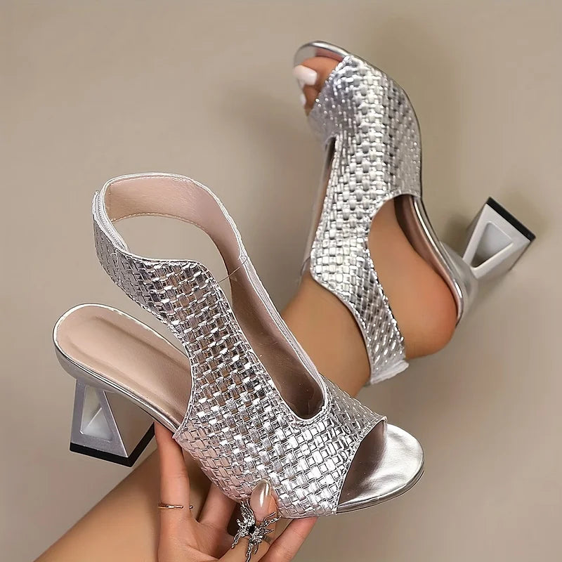 Dunnia - Elegant Woven Slingback Heel
