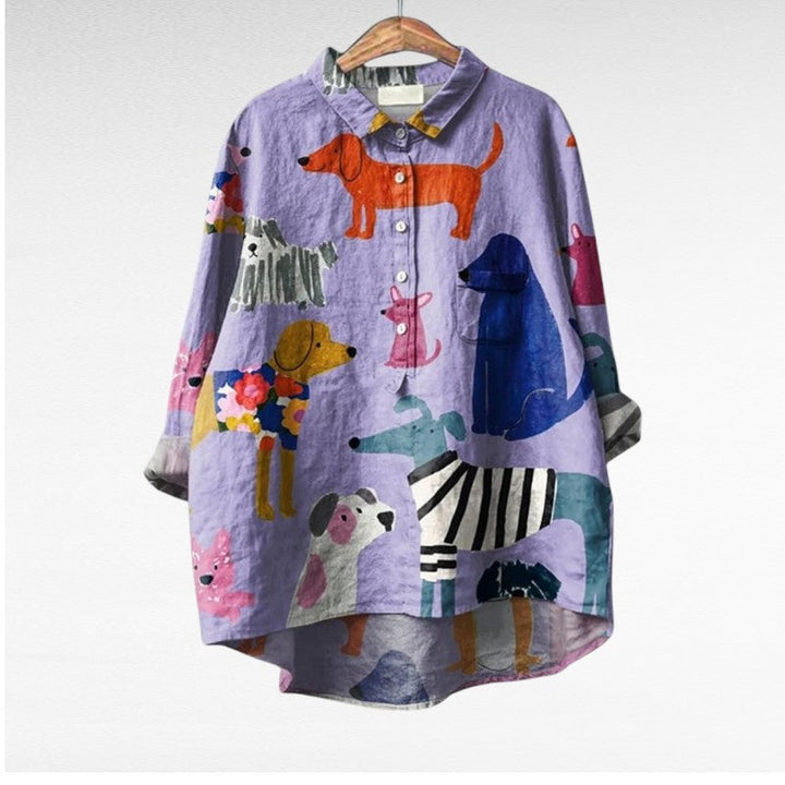 Dovile - Elegent Blouse With Dog Print