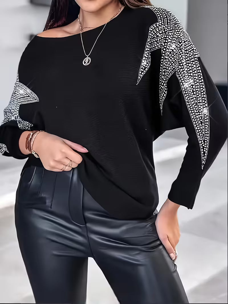 Bernardino - Elegant Long Sleeve Sweater With Star Print