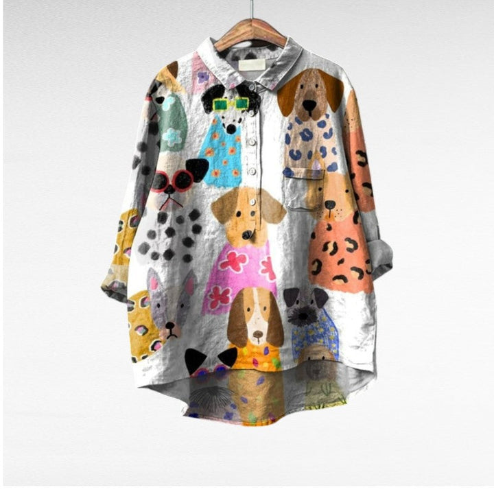 Dovile - Elegent Blouse With Dog Print