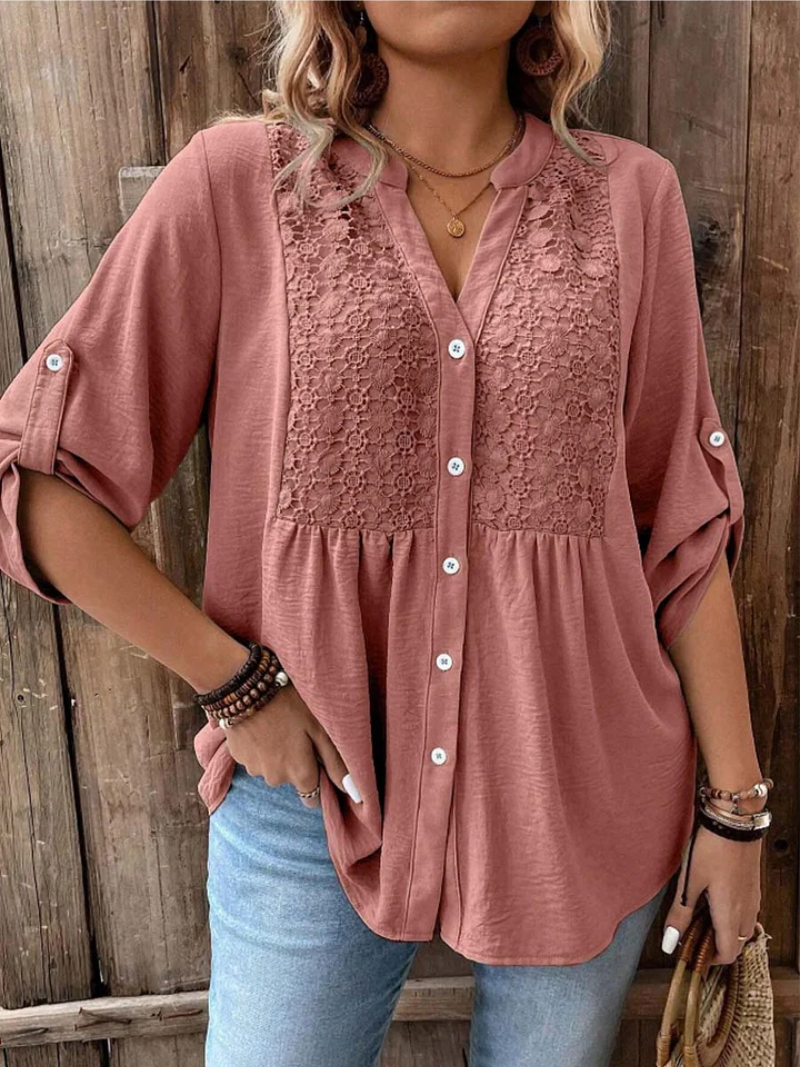 Darshani - Stylish V-neck Blouse With Button