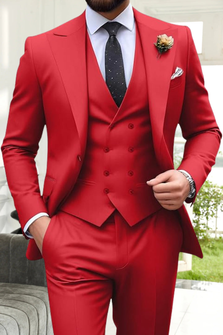 Gremist - Peak Lapel Slim Fit 3 Piece Suits