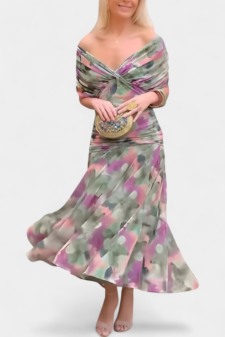 Rawan - Chiffon Off Shoulder Maxi Dress