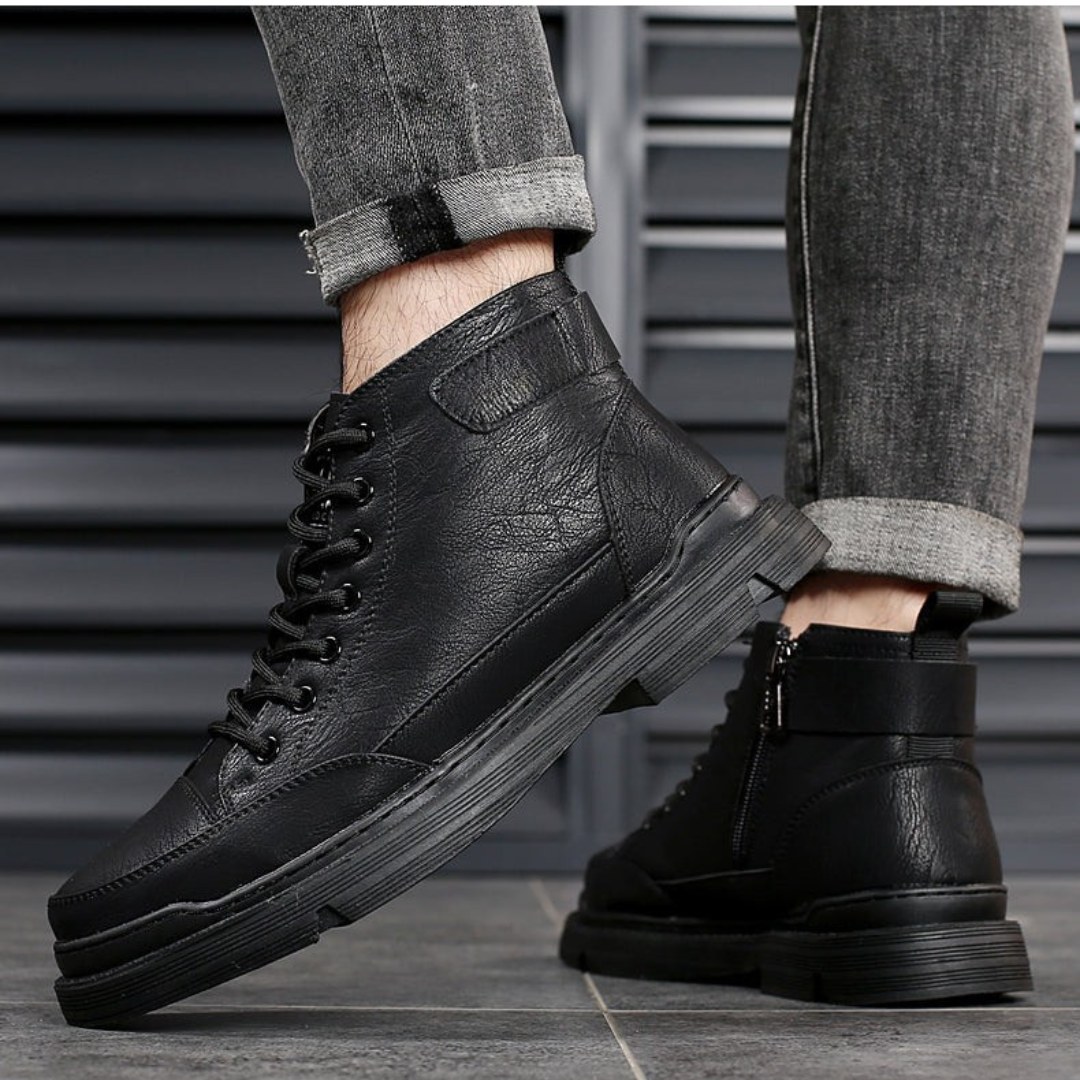 Patterson - Lace-Up Leather Ankle Boots