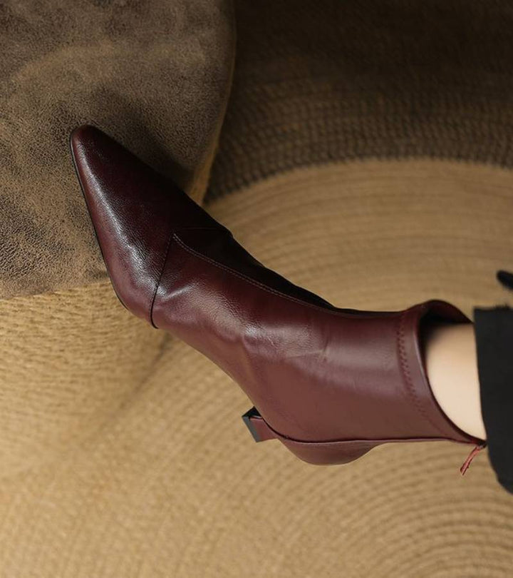 Sanduni - Leather Ankle Boot With Mid-Heel