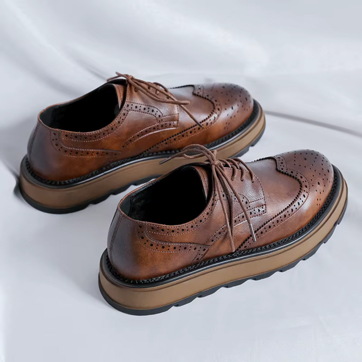 Alehan - Leather Derby Shoes With Lug Sole