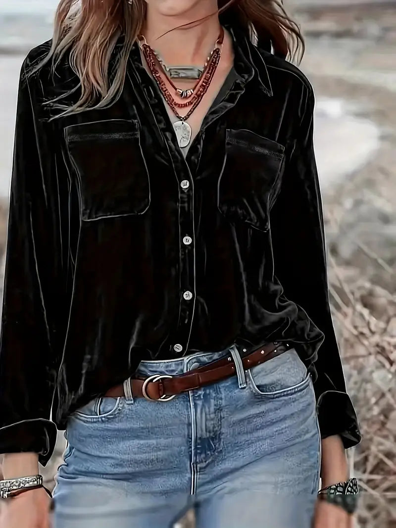 Geanie - Long Sleeve Shirt With Front Pockets