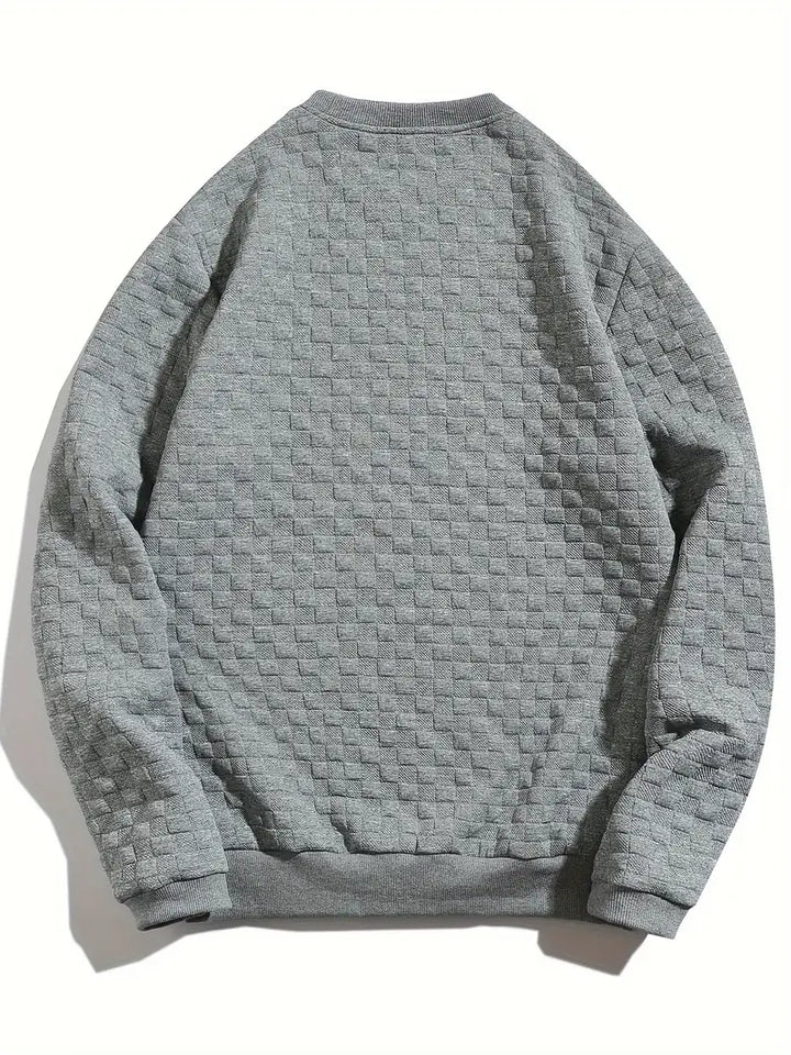 Stafford - Casual Checkered Textured Sweatshirt