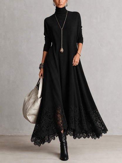 Opheuta - Long Sleeve Maxi Dress With Vintage Style
