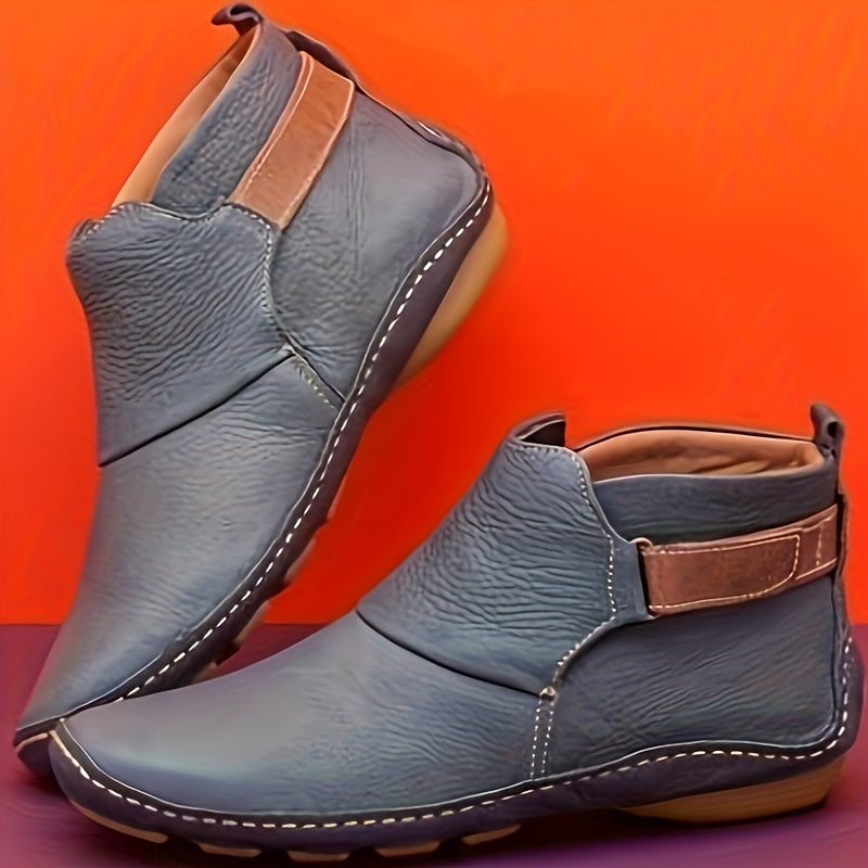Elenya - Faux Leather Slip On Ankle Boots