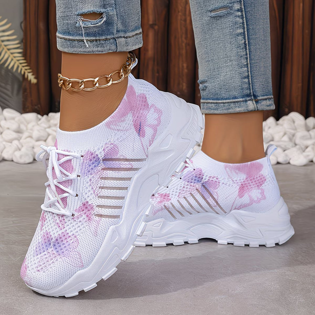 Destinee - Butterfly Print Lace-Up Sneaker