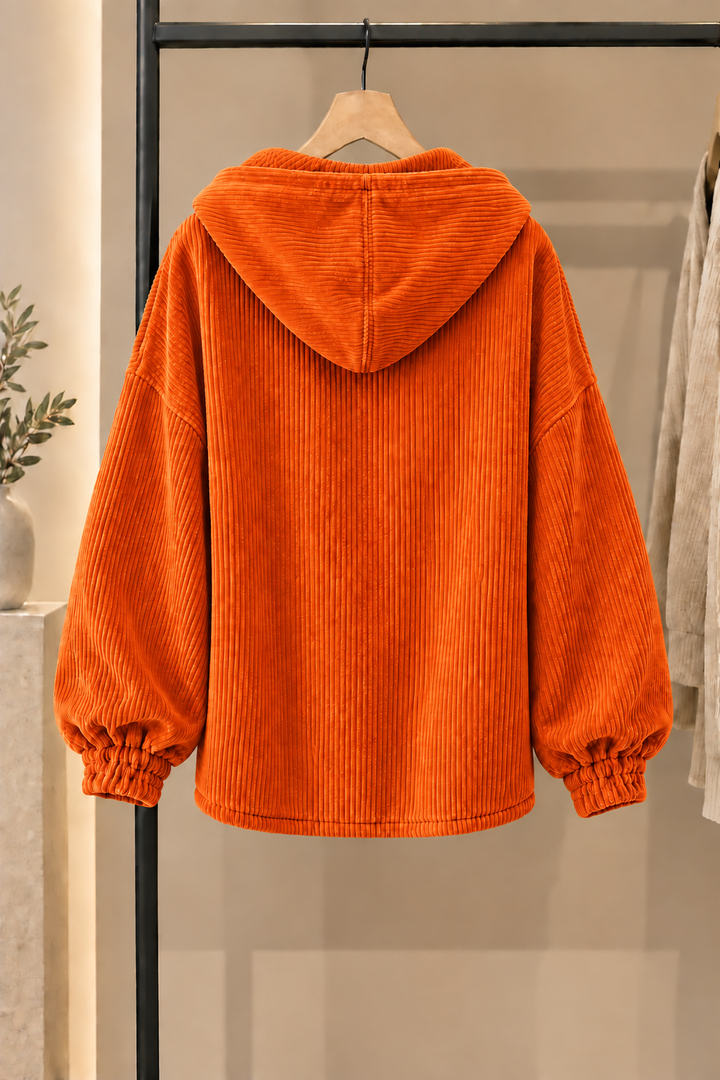 Camilessa - Oversized Corduroy Hooded Jacket