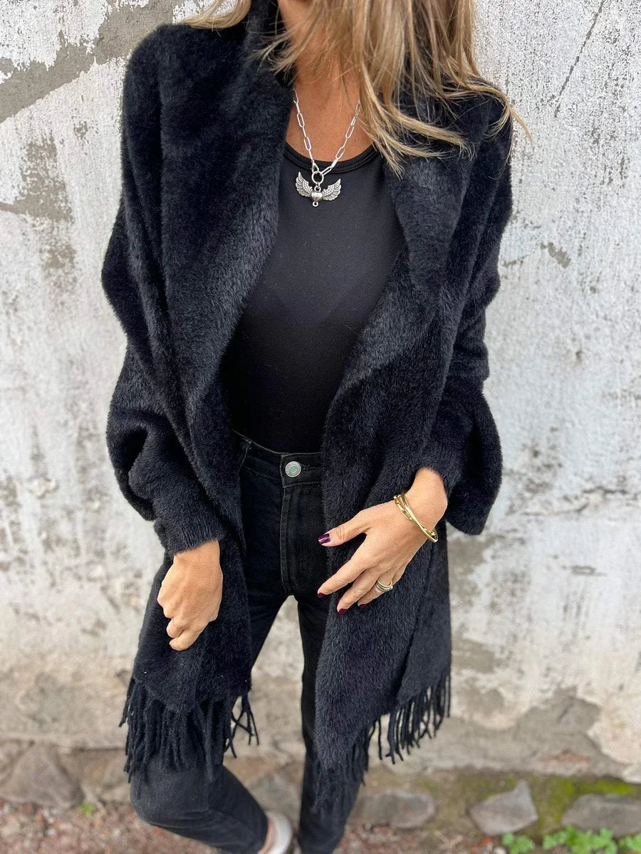 Ellyse - Long Sleeve Fringe Coat