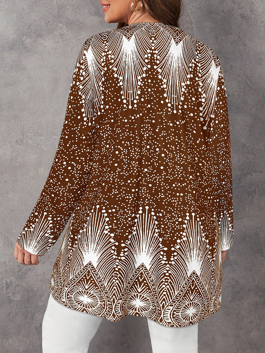 Juliorine - Casual Polka Dot and Line Pattern Cardigan