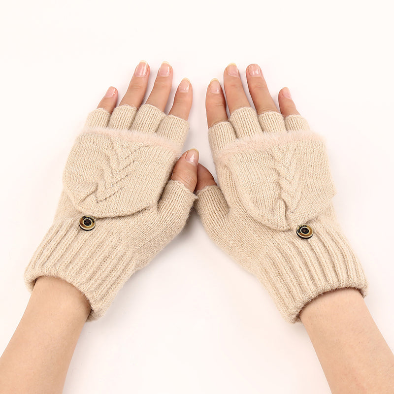 GloveGleam - Knitted Fingerless Flip Gloves