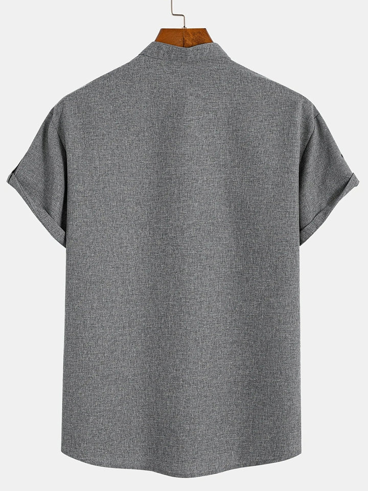 Elliott - Elegant Short Sleeve Shirt With Stand Collar