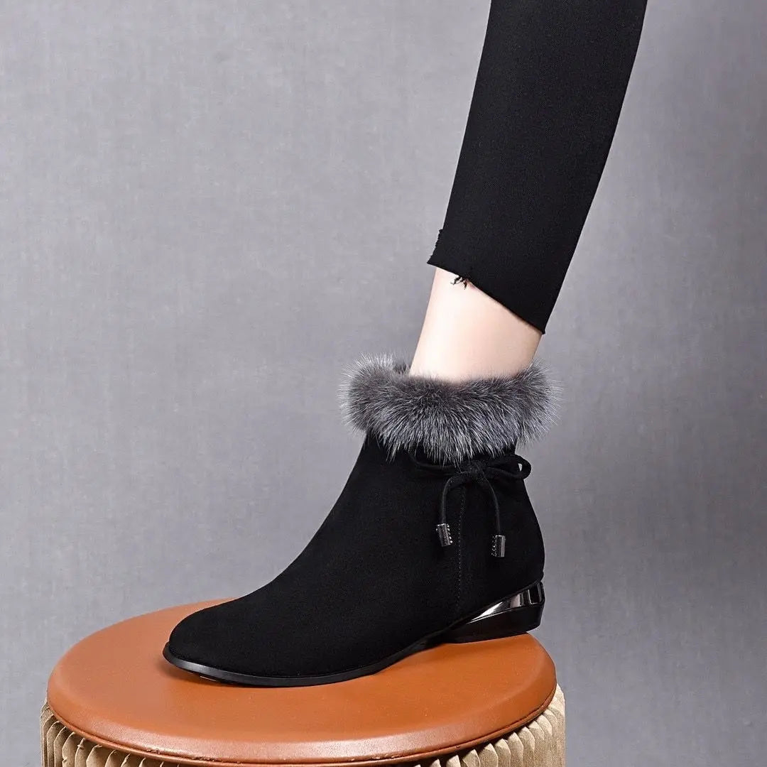 Cassily - Fur Trim Ankle Boots