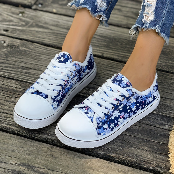 Bristy - Floral Print Lace-Up Shoes