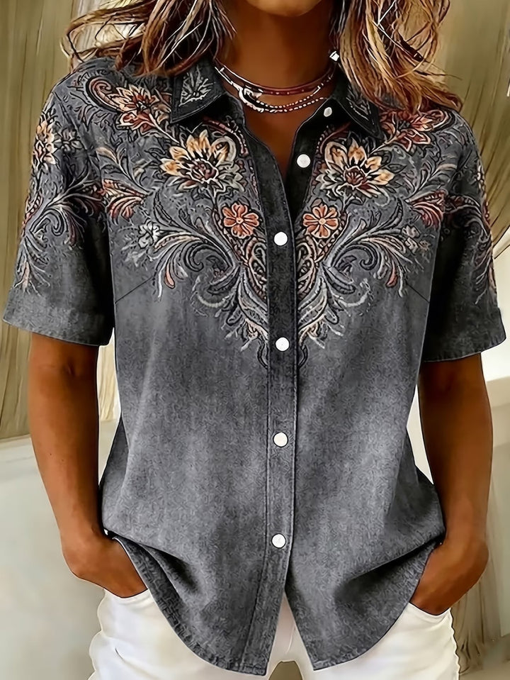 Marcelena - Casual Button Up Short Sleeve Shirt
