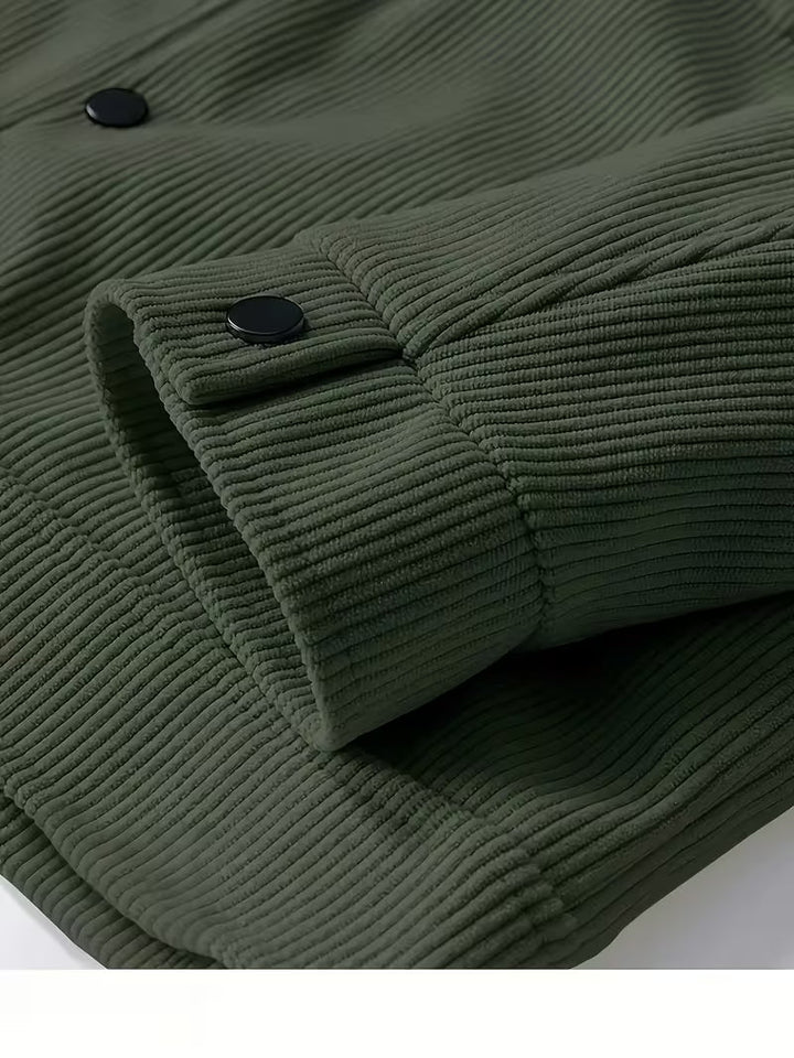 Quantpeak - Corduroy Jacket With Collar and Flap Pockets